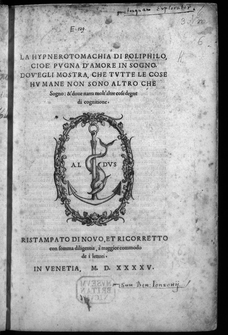 BL title page with Jonson ownership